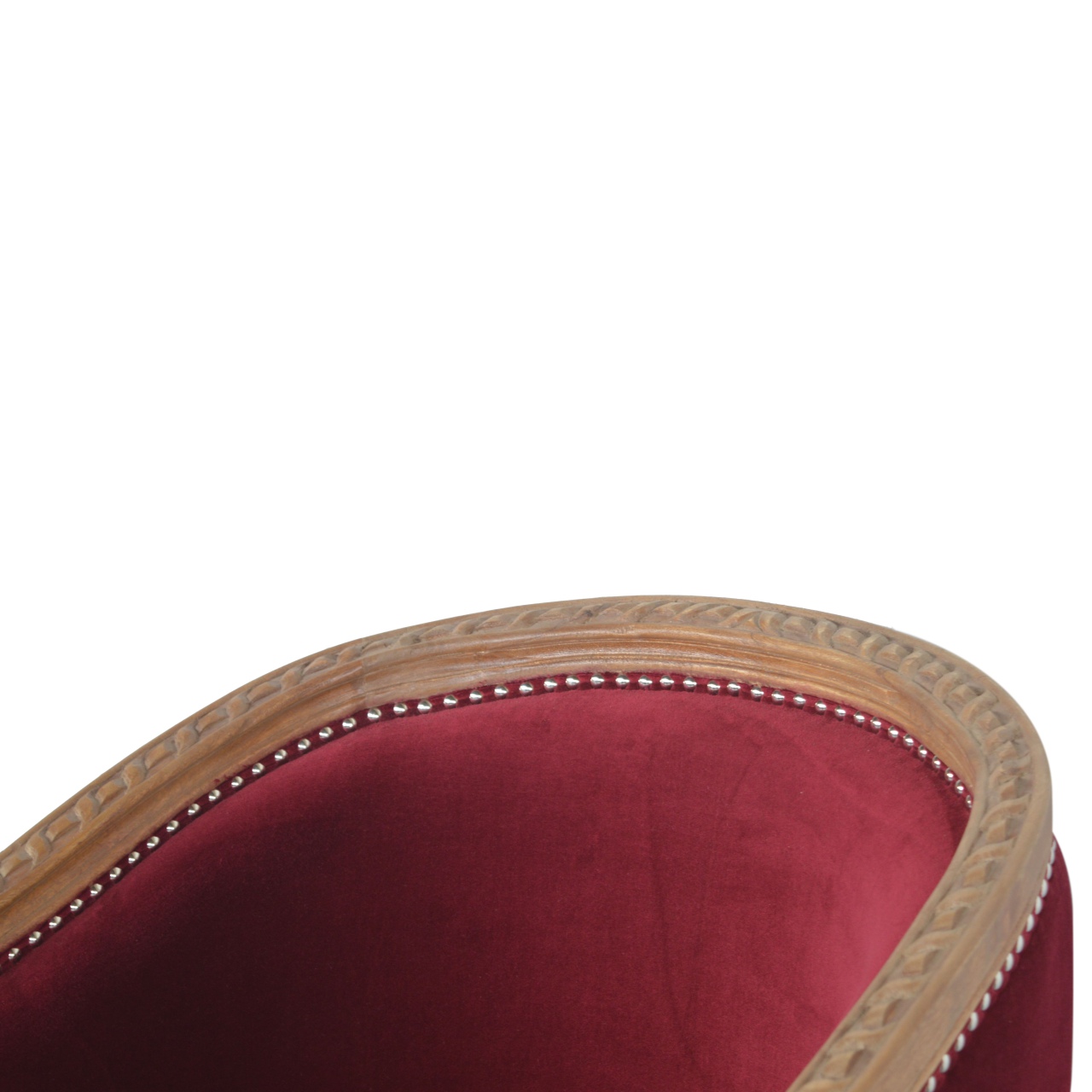 Solid Mango Wood Wine Red Velvet Occasional Chair - Image 6