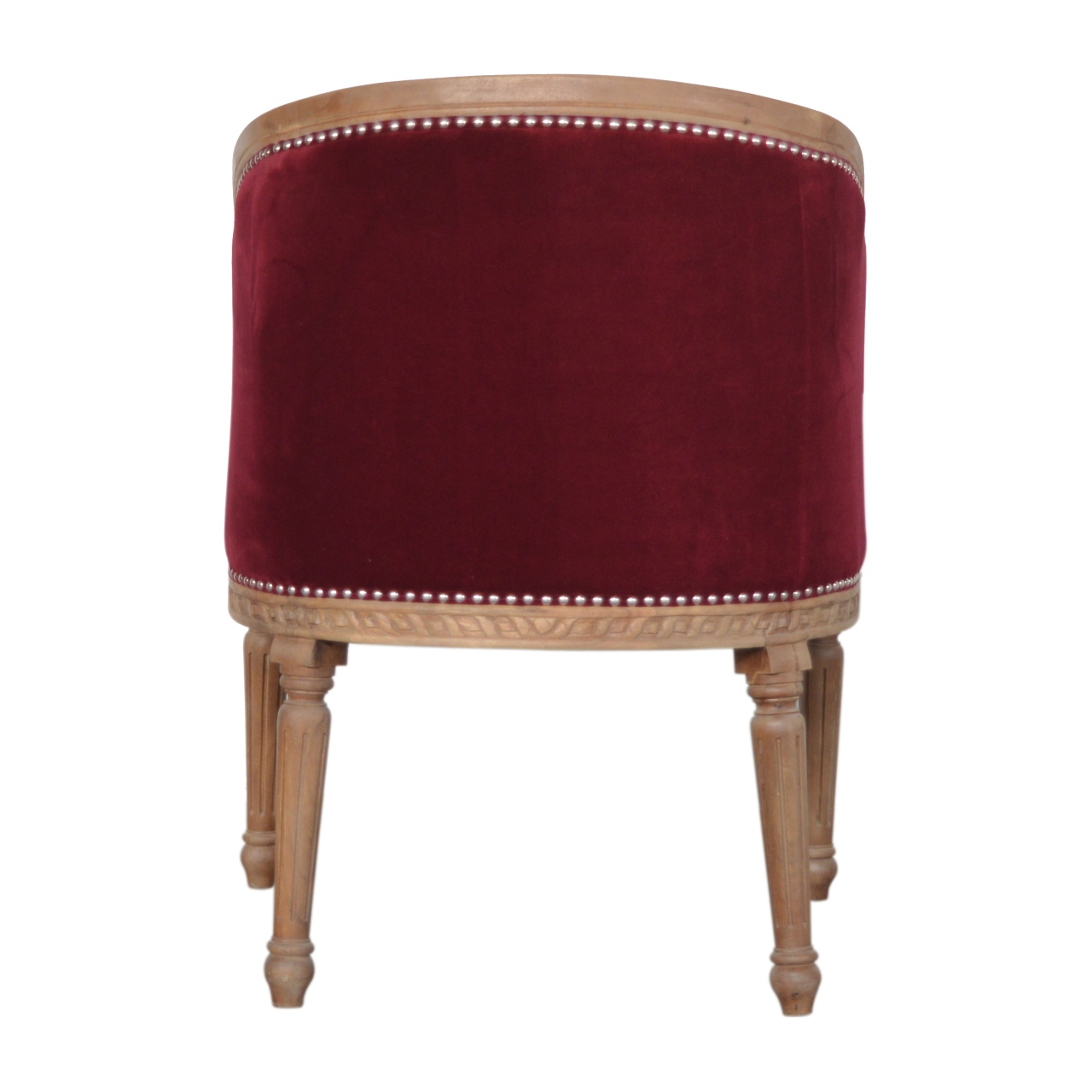 Solid Mango Wood Wine Red Velvet Occasional Chair - Image 9