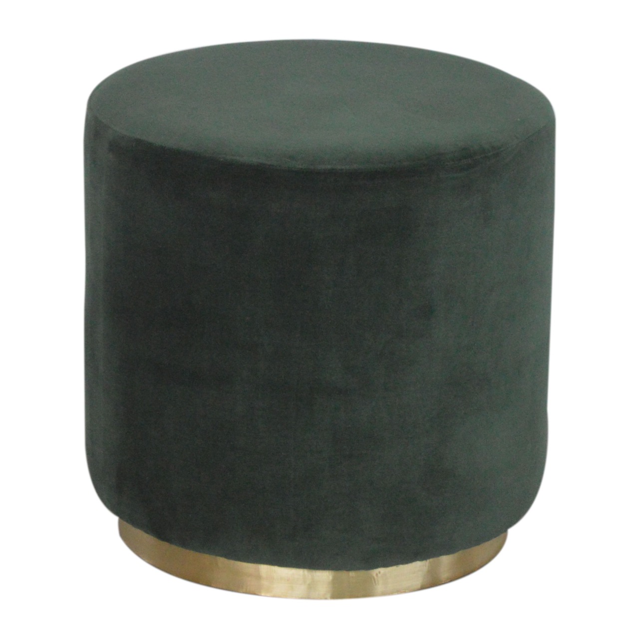 Solid Mango Wood Emerald Green Cotton Velvet Footstool with Gold Coloured Base