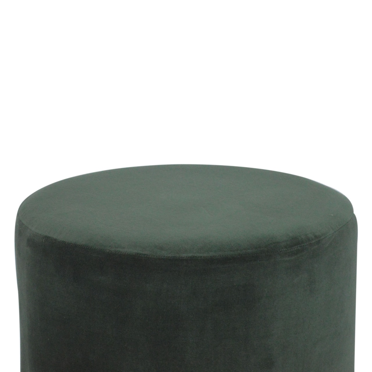 Solid Mango Wood Emerald Green Cotton Velvet Footstool with Gold Coloured Base - Image 3