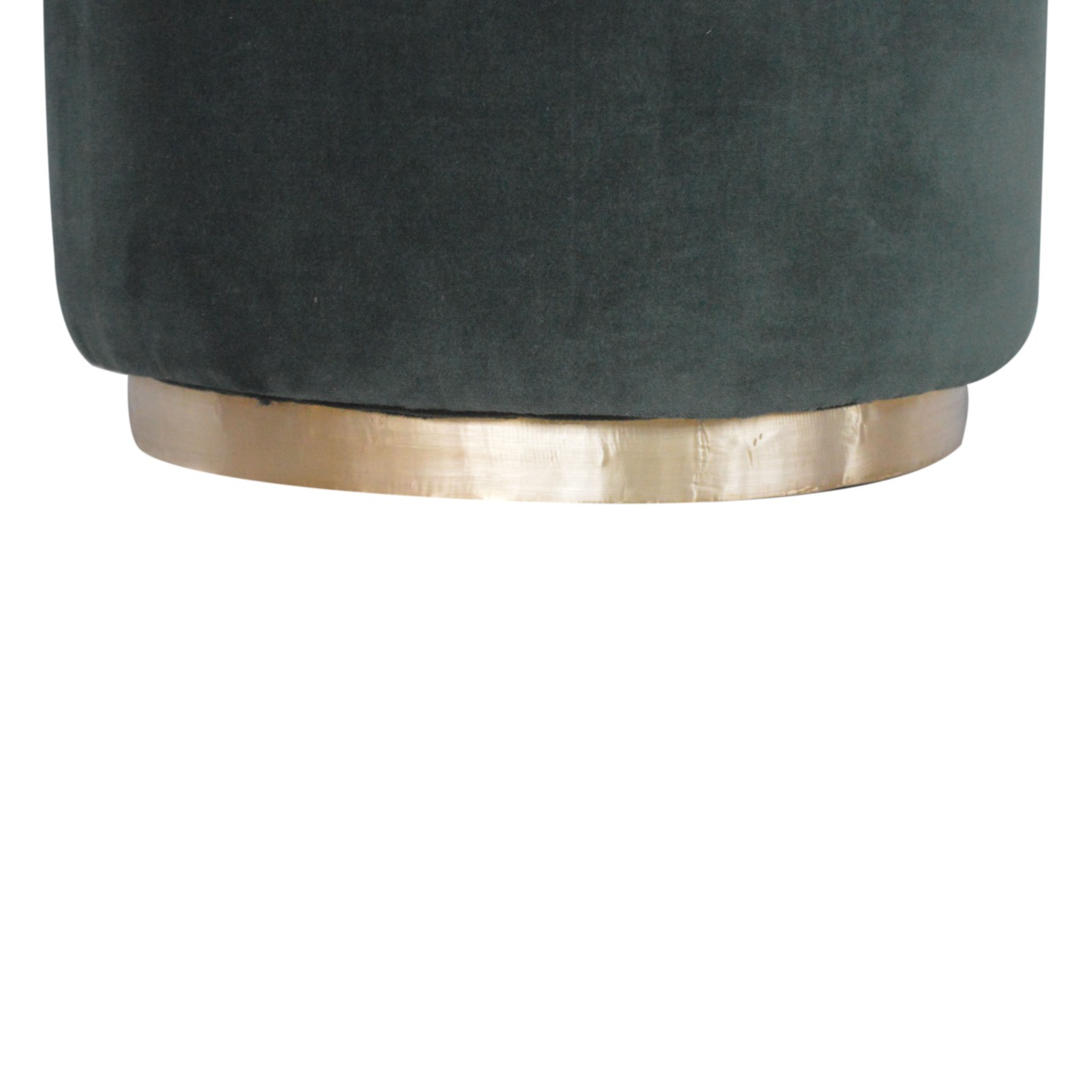 Solid Mango Wood Emerald Green Cotton Velvet Footstool with Gold Coloured Base - Image 5