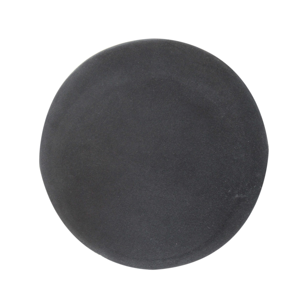 Solid Mango Wood Walnut Finished Black Cotton Velvet Cylindrical Footstool with Wooden Base - Image 7