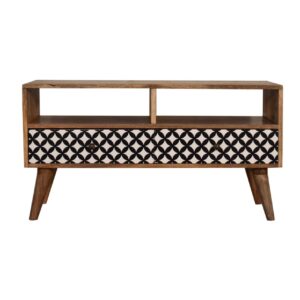 Solid Mango Wood Diamond Screen Printed TV Unit