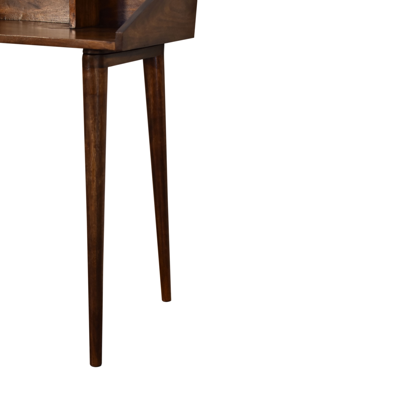 Solid Mango Wood Chestnut Finished Scandinavian Style 4 Compartment Gallery Desk - Image 7