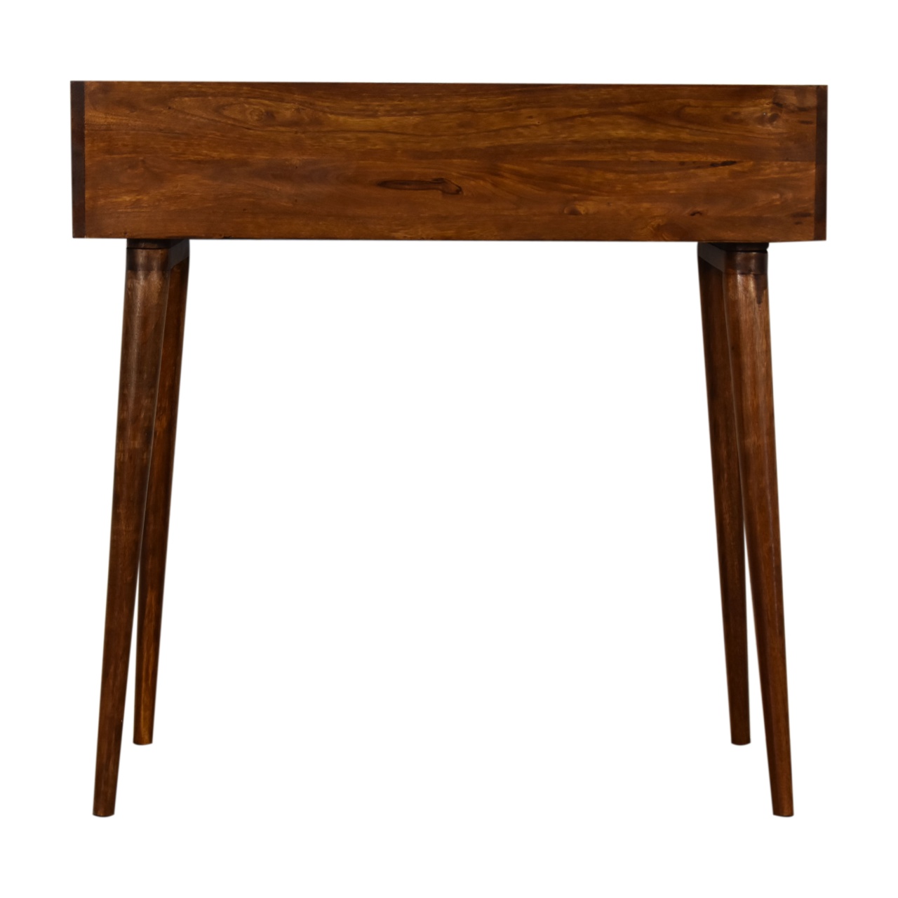 Solid Mango Wood Chestnut Finished Scandinavian Style 4 Compartment Gallery Desk - Image 9