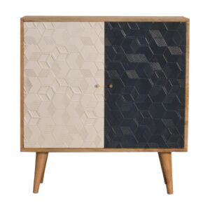 Solid Mango Wood Acadia White and Navy Cabinet