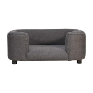 Solid Mango Wood Battleship Grey Tweed Pet Sofa Bed