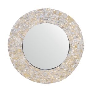 Solid Mango Wood Shell Mosaic Round Mirror
