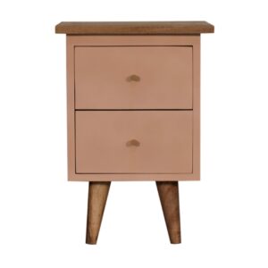 Mango Wood Blush Pink Hand Painted Bedside