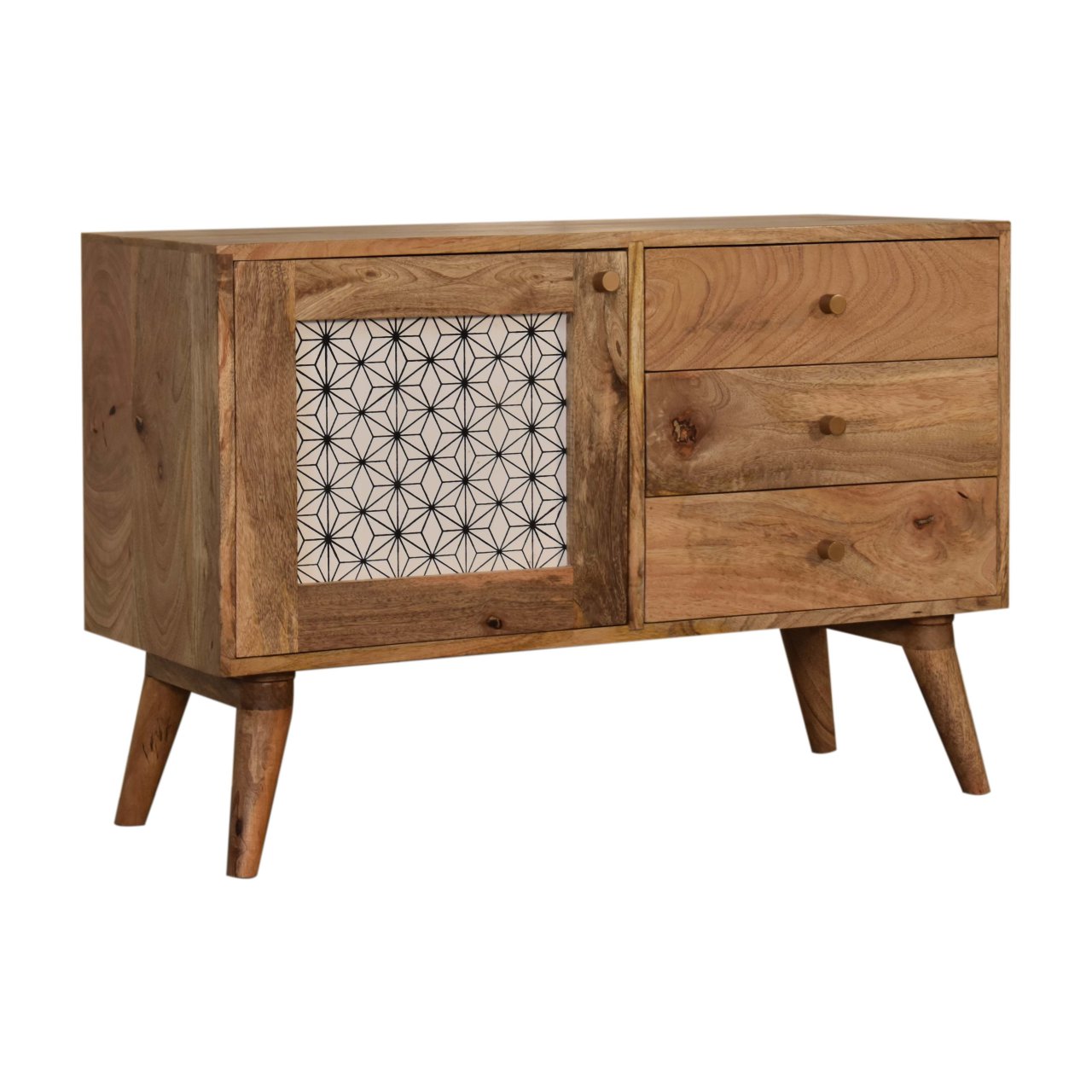 Solid Mango Wood Geo Screen Print Cabinet - Image 2