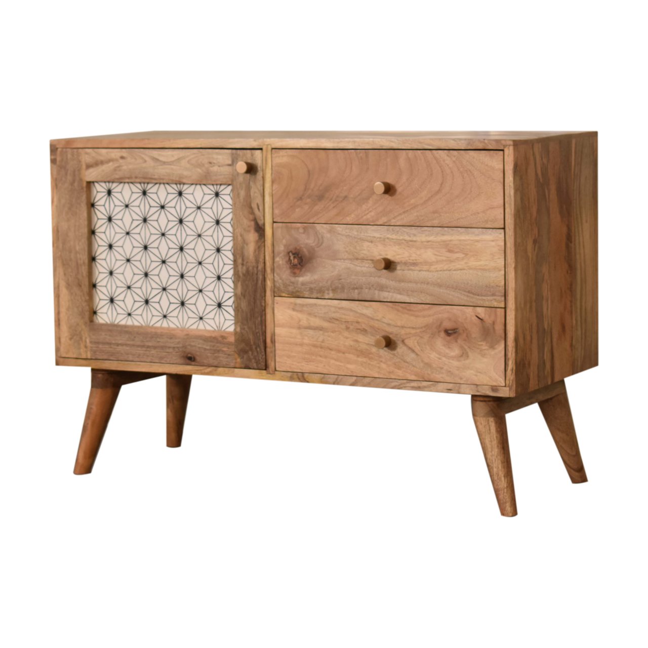 Solid Mango Wood Geo Screen Print Cabinet - Image 3