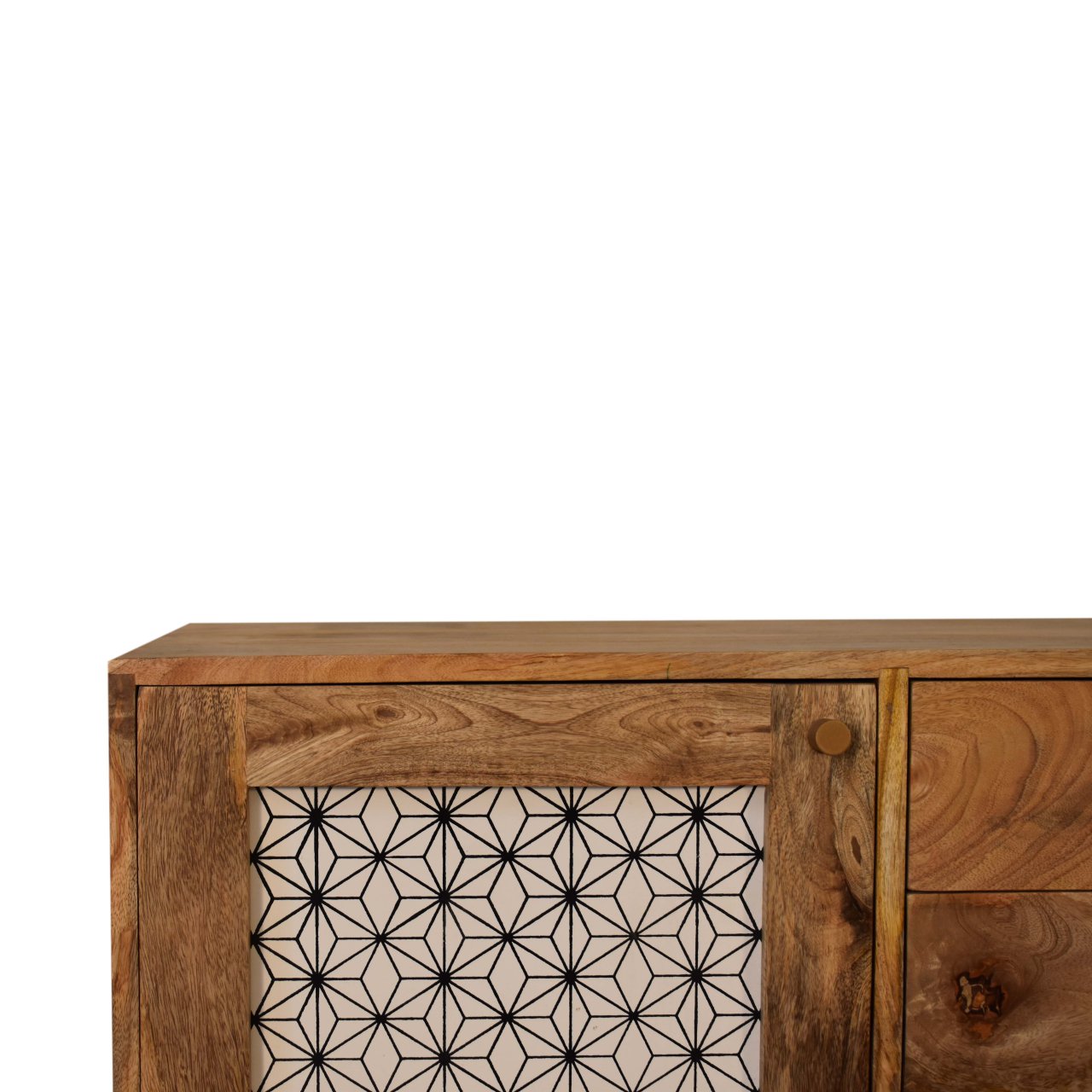 Solid Mango Wood Geo Screen Print Cabinet - Image 4