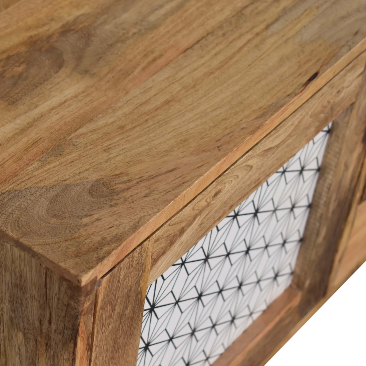 Solid Mango Wood Geo Screen Print Cabinet - Image 5