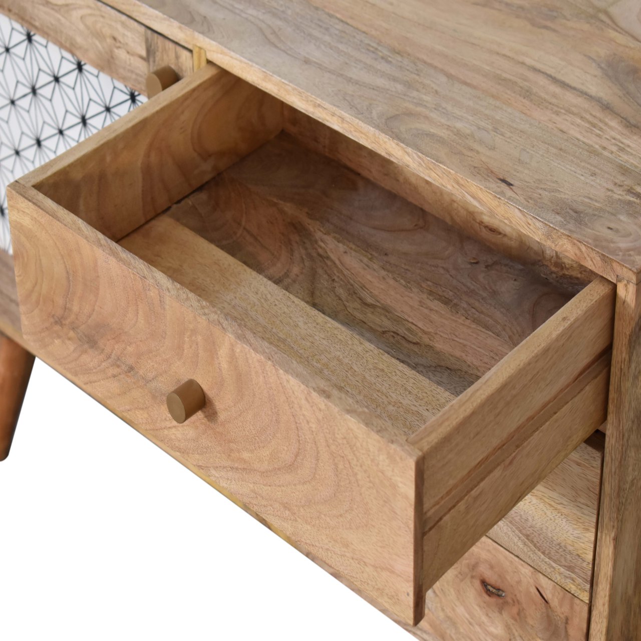 Solid Mango Wood Geo Screen Print Cabinet - Image 6