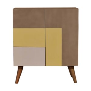 Solid Mango Wood Oak Finished Two Shelf Large Quebec Yellow Bedside