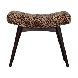 Mango Wood Leopard Print Curved Bench