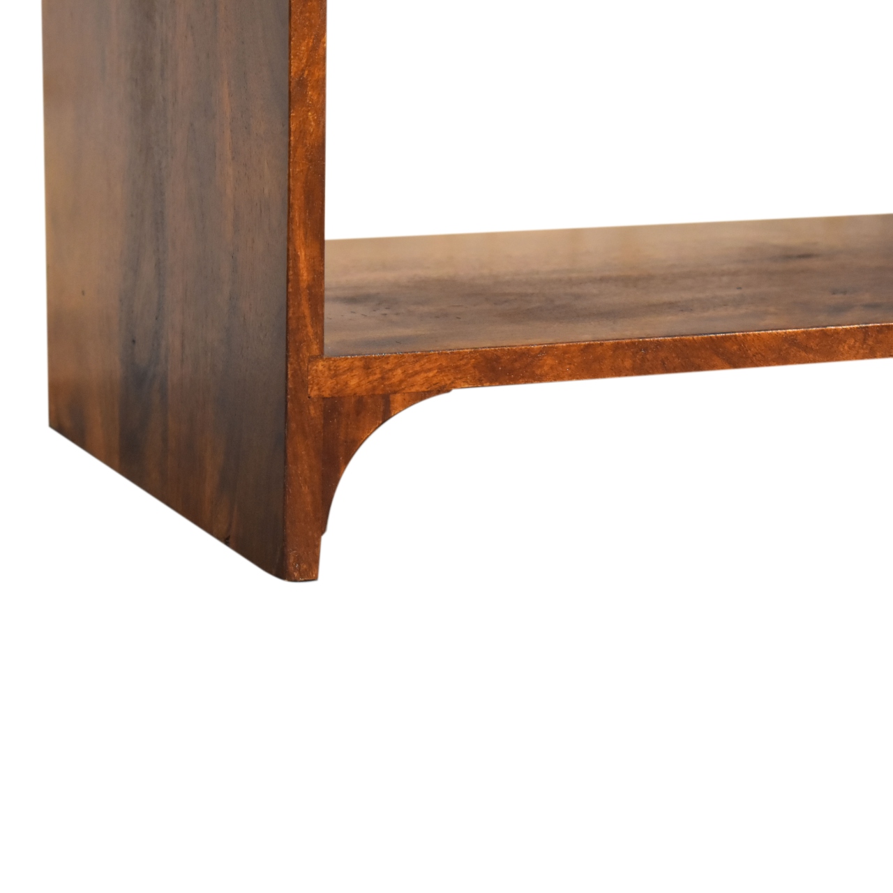 Solid Chestnut Finished Mango Wood Two Drawer One Slot Curved Top Newton Console Table - Image 7