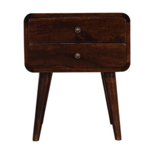 Solid Mango Wood Dark Walnut Finished 2 Drawer Bedside