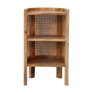 Solid Mango Wood and Rattan 1 Shelf Open Bedside