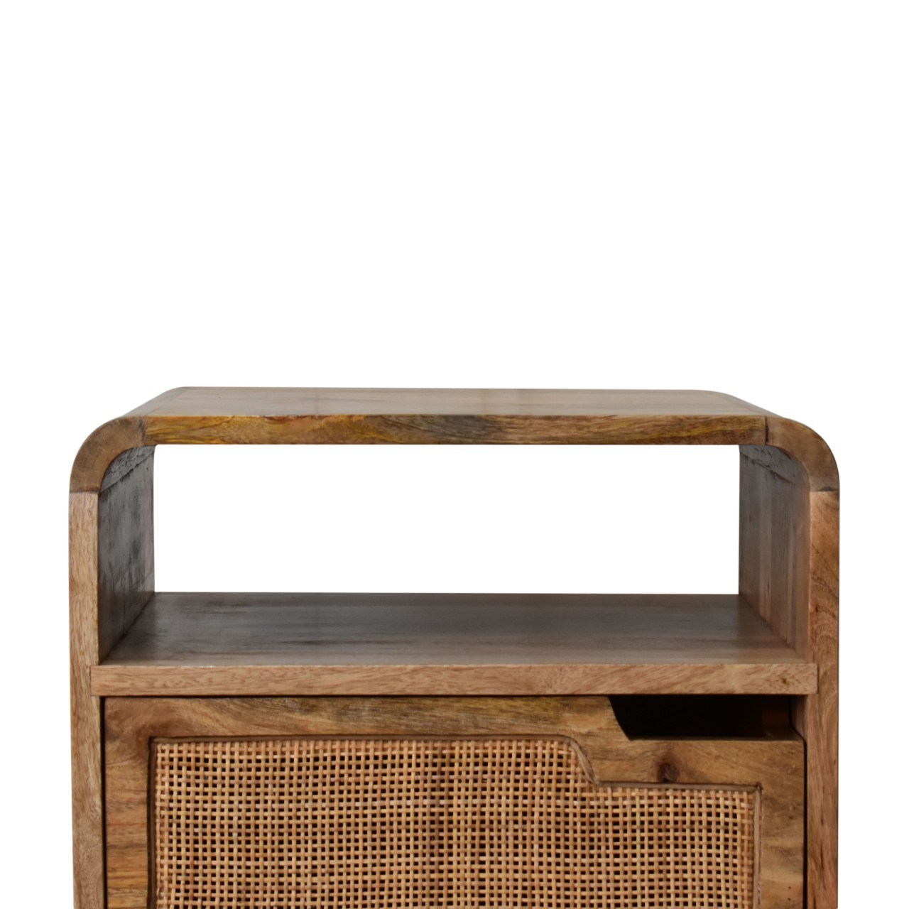 Solid Mango Wood Oak and Rattan Finished 1 Door Tallin Bedside - Image 4