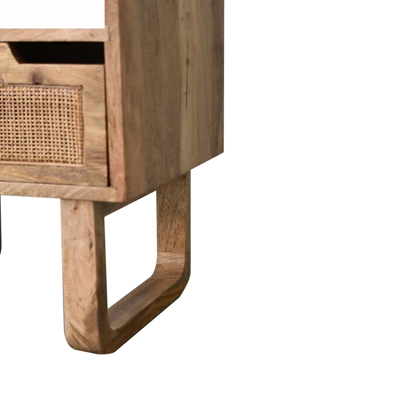 Solid Mango Wood Oak and Rattan Finished 1 Door Tallin Bedside - Image 7