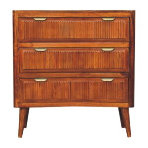 Solid Mango Wood Chestnut Finished Capri 3 Drawer Chest