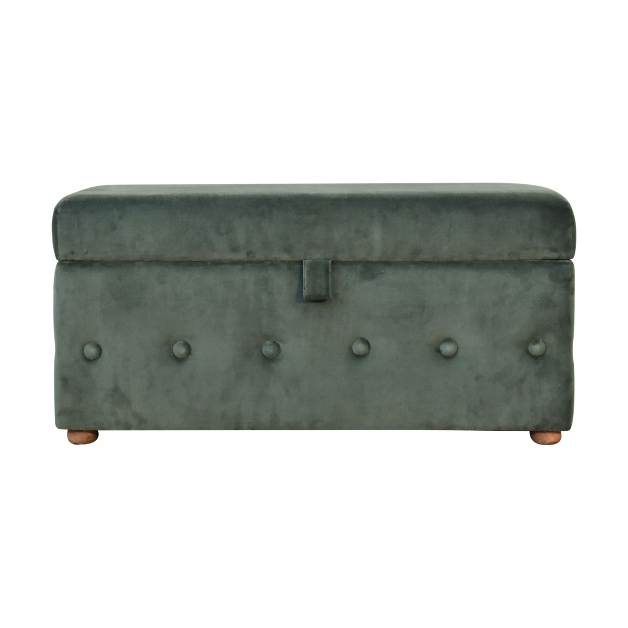 Solid Mango Wood Lid Up Emerald Cotton Velvet Ottoman/Chest