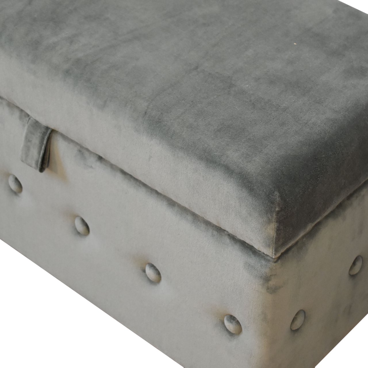 Solid Mango Wood Lid Up Emerald Cotton Velvet Ottoman/Chest - Image 4
