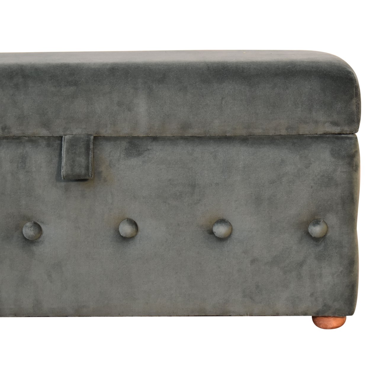 Solid Mango Wood Lid Up Emerald Cotton Velvet Ottoman/Chest - Image 7