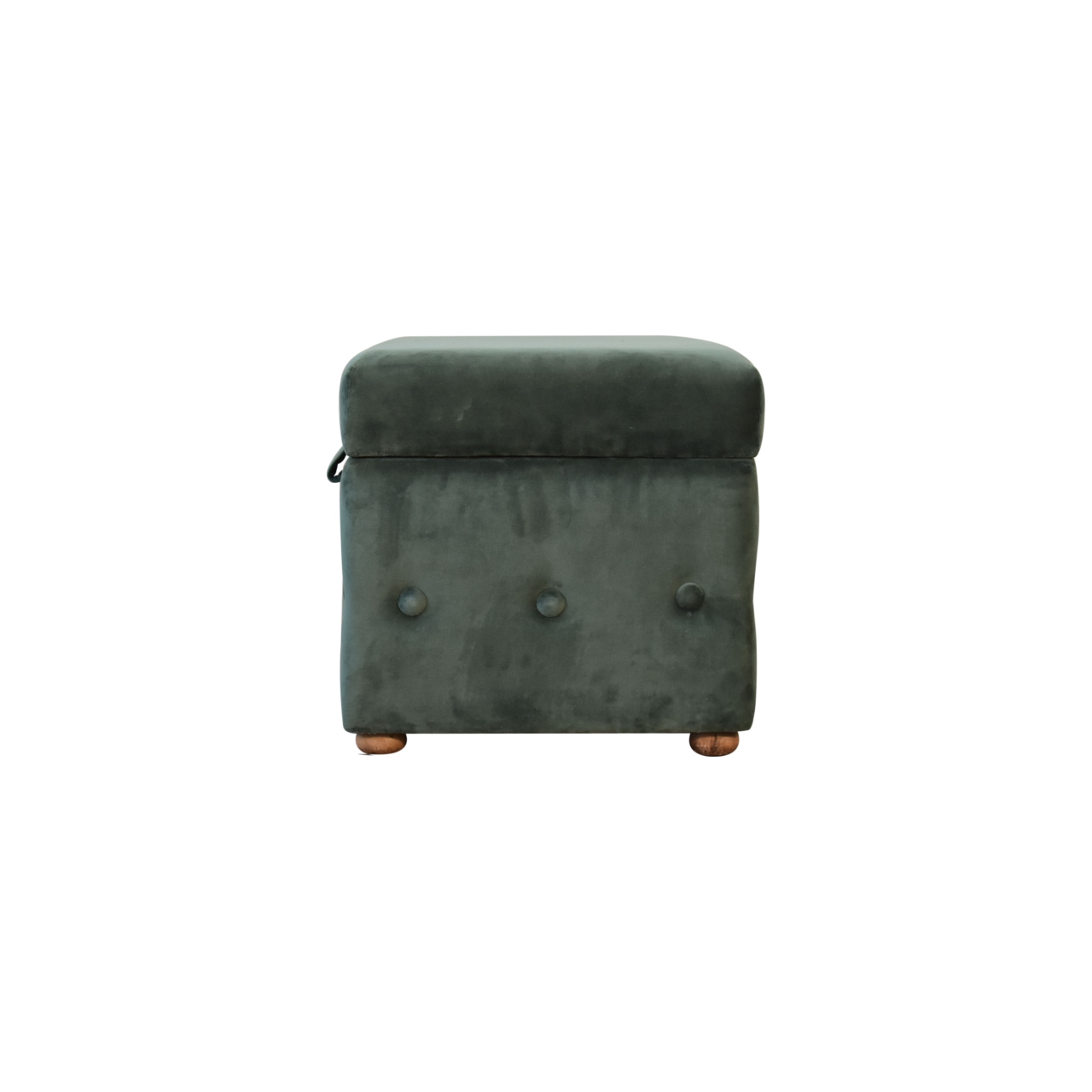 Solid Mango Wood Lid Up Emerald Cotton Velvet Ottoman/Chest - Image 8