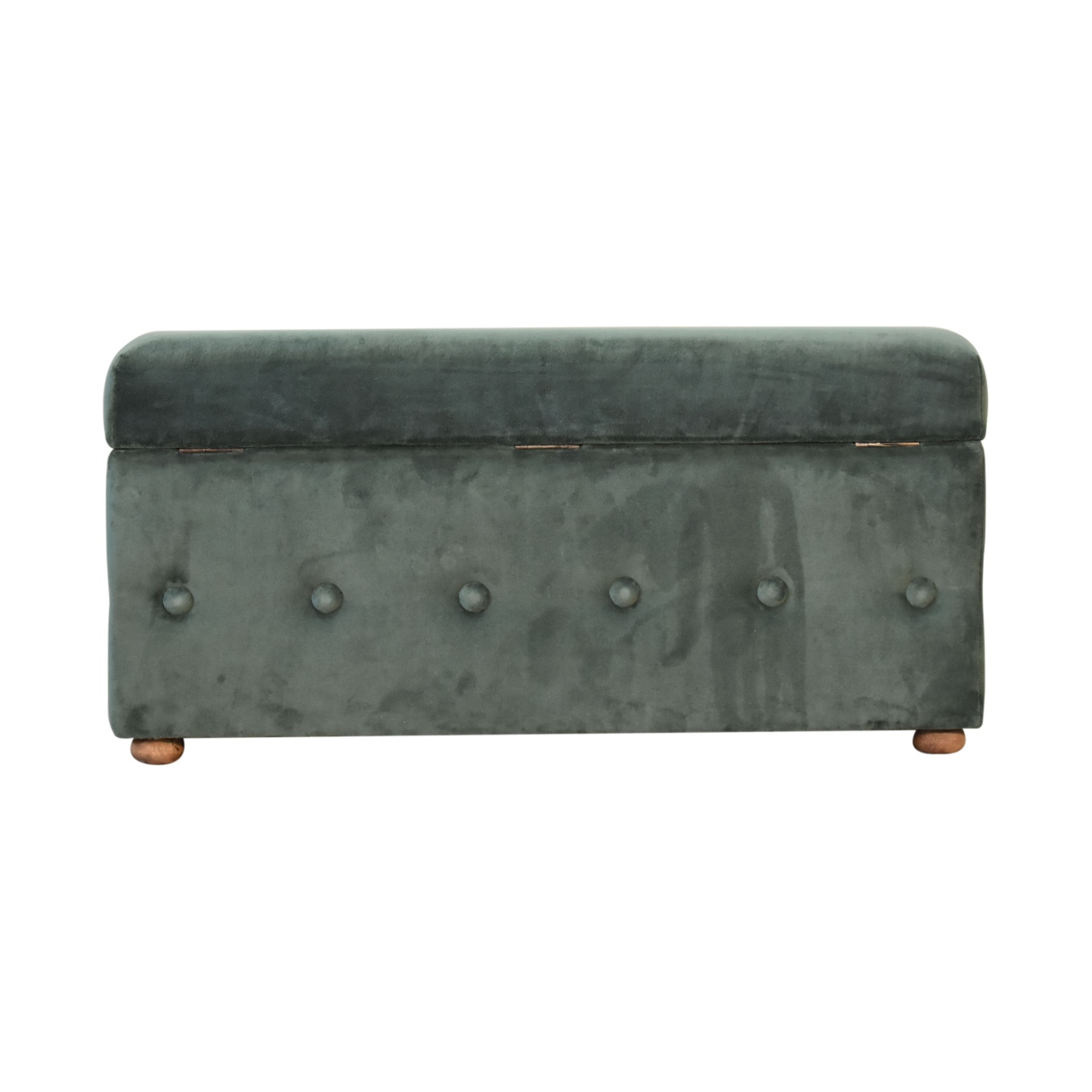 Solid Mango Wood Lid Up Emerald Cotton Velvet Ottoman/Chest - Image 9