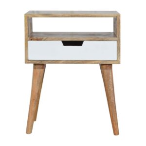 Solid Mango Wood Two Tone Scandinavian Style 1 Drawer Cabinet