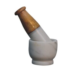 Mango Wood Small Marble Pestle and Mortar