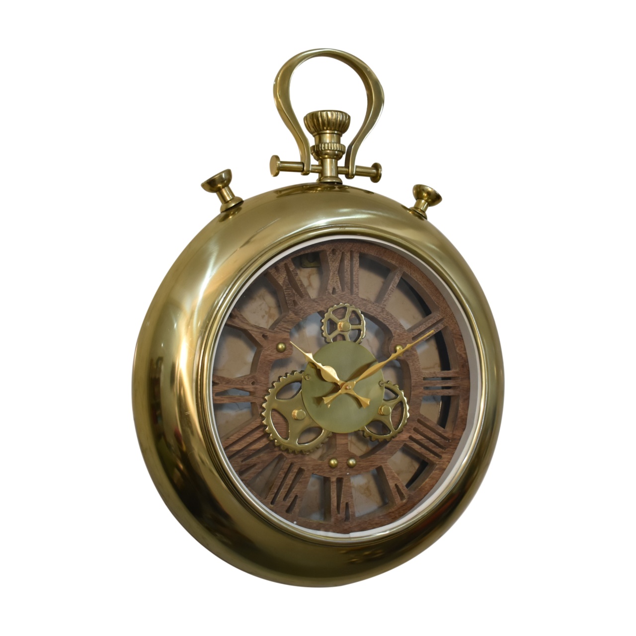 Solid Mango Steampunk Gold Coloured Wall Clock - Image 2