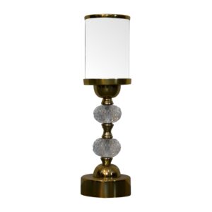 Solid Mango Bubble White Metal and Glass Candle Holder Set