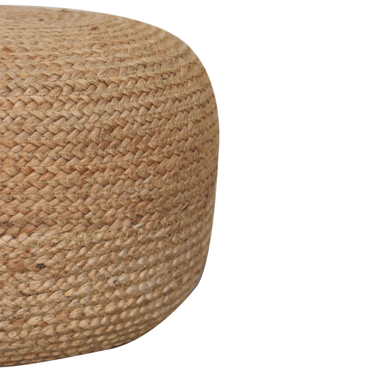 Solid Mango Wood Jute Footstool/Pouffe - Image 3