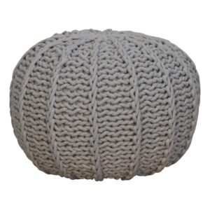 Solid Mango Grey Cable Pouffe