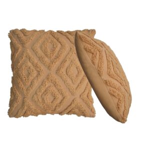Solid Mango Mustard Mini Diamond Tassle Cushion Set of 2