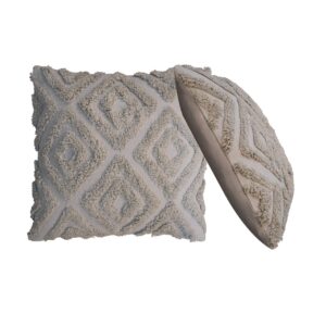 Mango Wood 2 Grey Mini Diamond Tassle Cushions