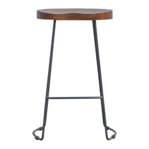 Solid Chestnut Finished Mango Wood Chunky Seat Bar Stool