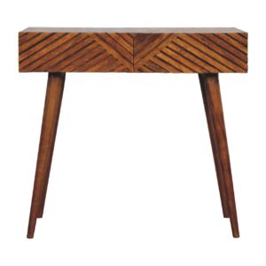 Solid Mango Wood Chestnut Finished 2 Drawer Lille Console Table
