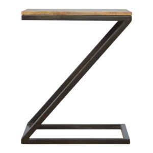 Solid Mango Wood Side Table with Iron Base