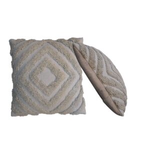 Mango Wood Grey Diamond Cushion Set of 2