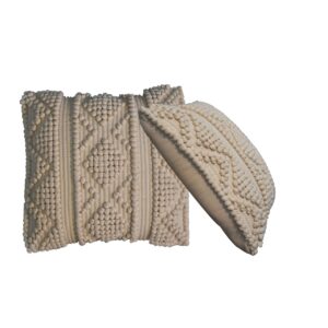 Solid Mango Set of 2 Nola Cream Cushions