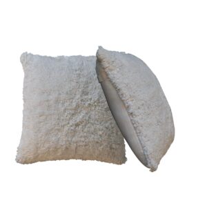 Mango Wood Fluffy Cushion Set of 2 - Cream