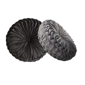 Solid Mango Set of 2 Grey Smocked Cushions