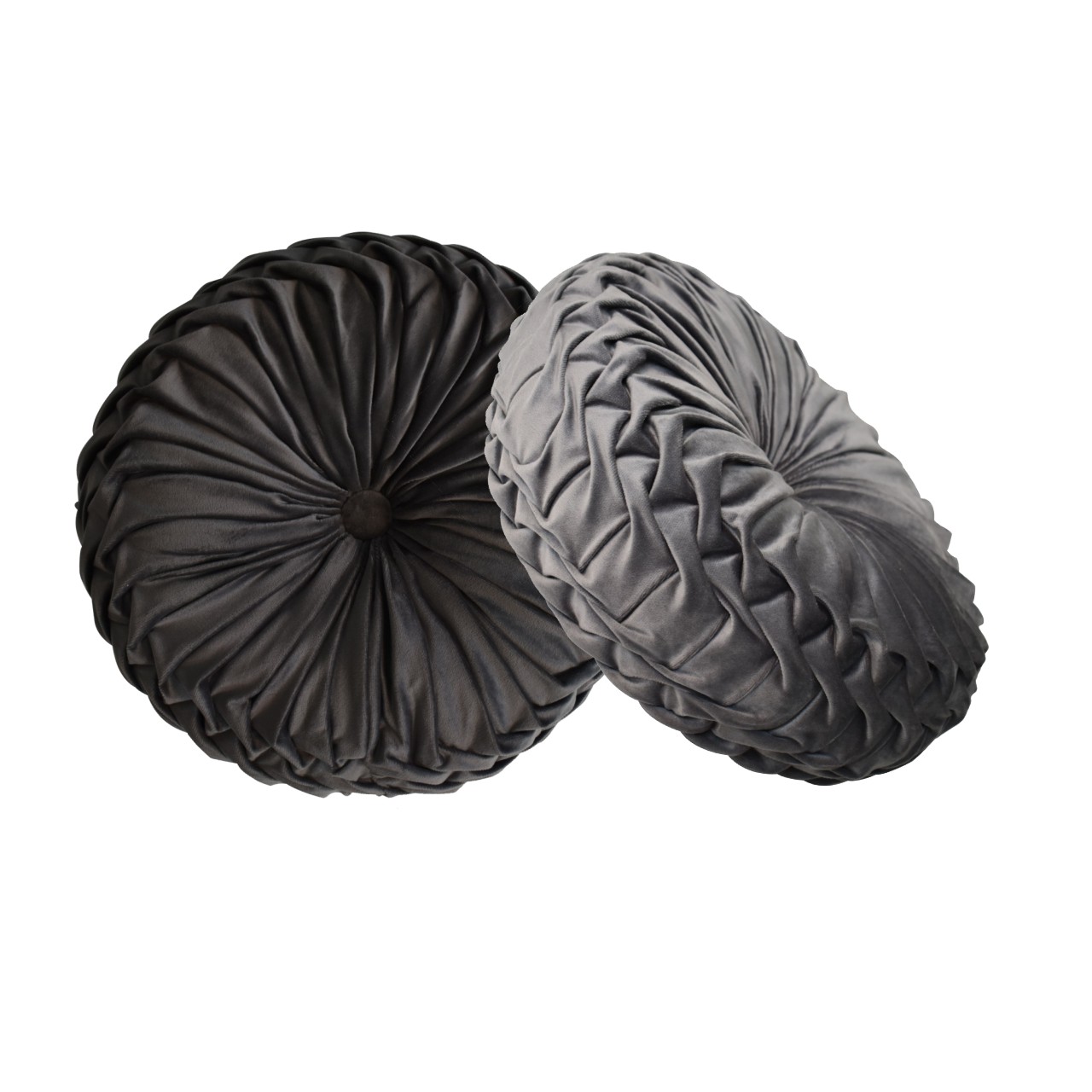 Solid Mango Set of 2 Grey Smocked Cushions