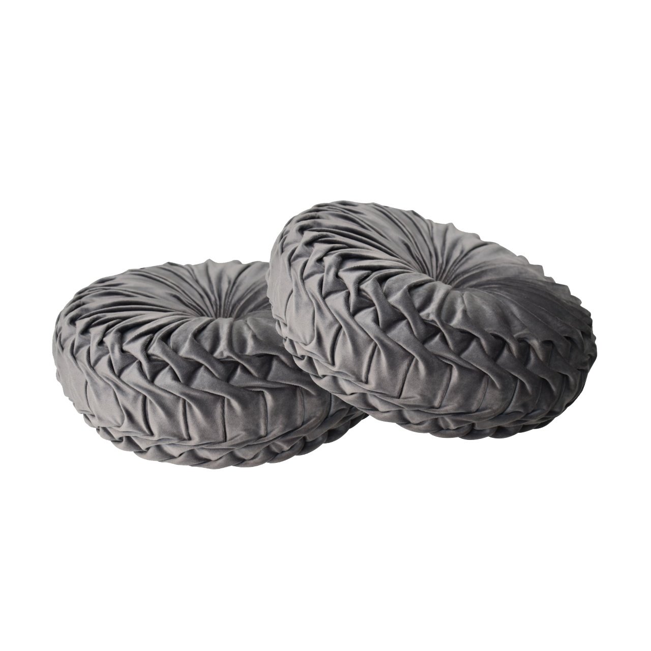 Solid Mango Set of 2 Grey Smocked Cushions - Image 2