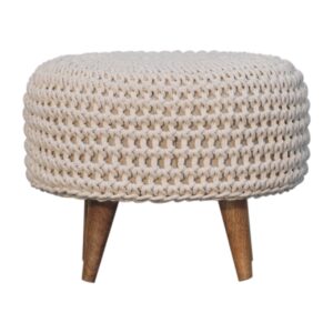 Solid Mango Wood Keeva White Oblong Stool