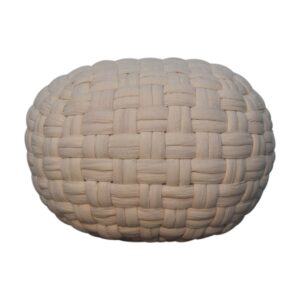 Mango Wood White Tube Pouffe